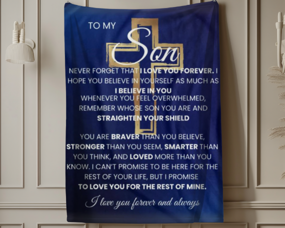 Son Gift Cross Blanket Never Forget Keepsake For Him Son Christmas Gift Cozy Fluffy  Blanket