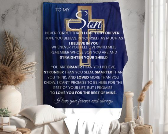 Son Gift Cross Blanket Never Forget Keepsake For Him Son Christmas Gift Cozy Fluffy  Blanket