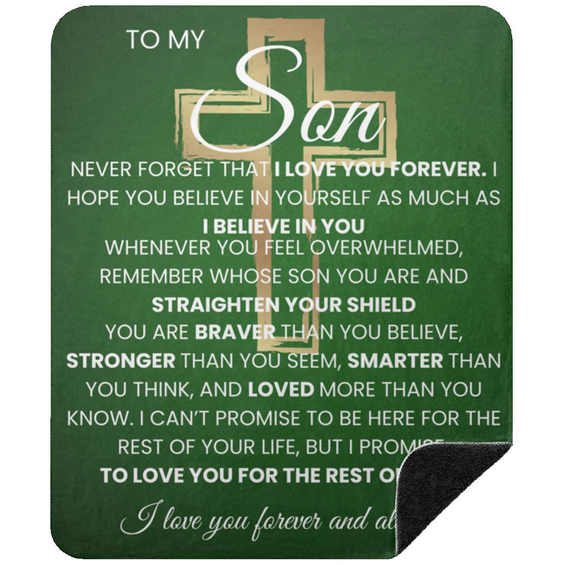 Green Son Gift Cross Blanket Never Forget I Love You Keepsake For Him Son Christmas Gift Cozy Blanket Son Birthday Promotion Gift Grad Gift