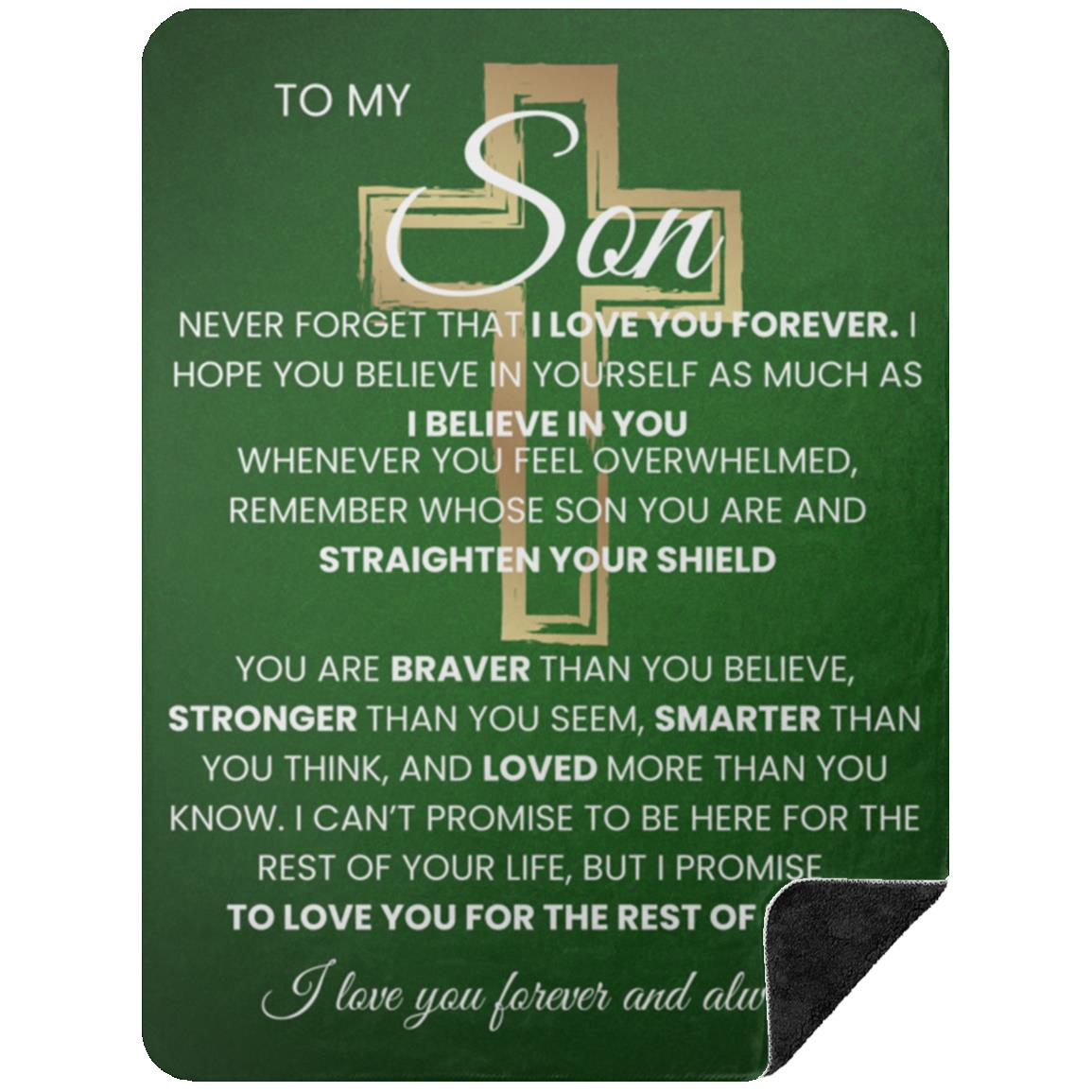 Green Son Gift Cross Blanket Never Forget I Love You Keepsake For Him Son Christmas Gift Cozy Blanket Son Birthday Promotion Gift Grad Gift