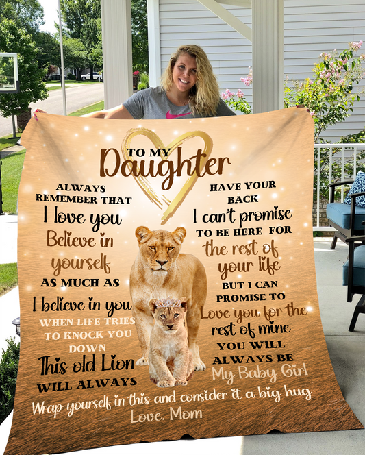 Mom to Daughter Gift, Gift For Daughter from Mom, Lions Glow Blanket Keepsake, Plush Blanket, Daughter Christmas gift, Daughter Birthday