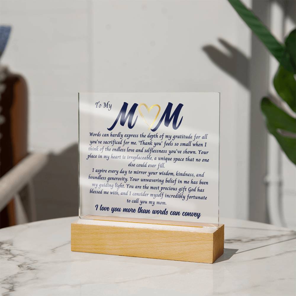 Mom Gift, Gift For Mom Acrylic Plaque, Mothers Day Gift from Daughter or Son, Gift For Mothers Day for Bonus Mom, Spiritual Mom, Birthday Gift For her, Birthday Gift for Mom