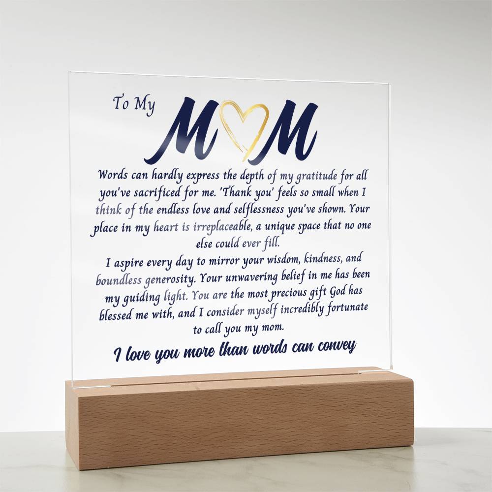 Mom Gift, Gift For Mom Acrylic Plaque, Mothers Day Gift from Daughter or Son, Gift For Mothers Day for Bonus Mom, Spiritual Mom, Birthday Gift For her, Birthday Gift for Mom