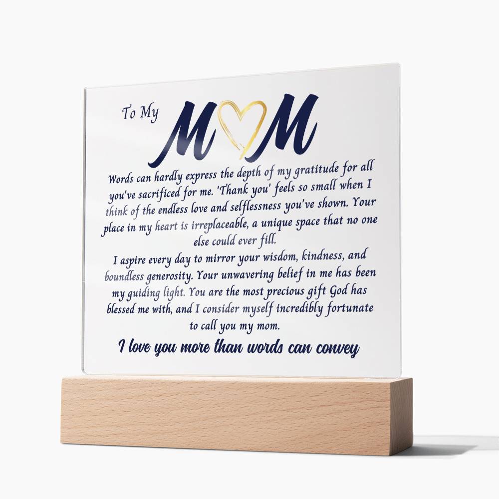 Mom Gift, Gift For Mom Acrylic Plaque, Mothers Day Gift from Daughter or Son, Gift For Mothers Day for Bonus Mom, Spiritual Mom, Birthday Gift For her, Birthday Gift for Mom