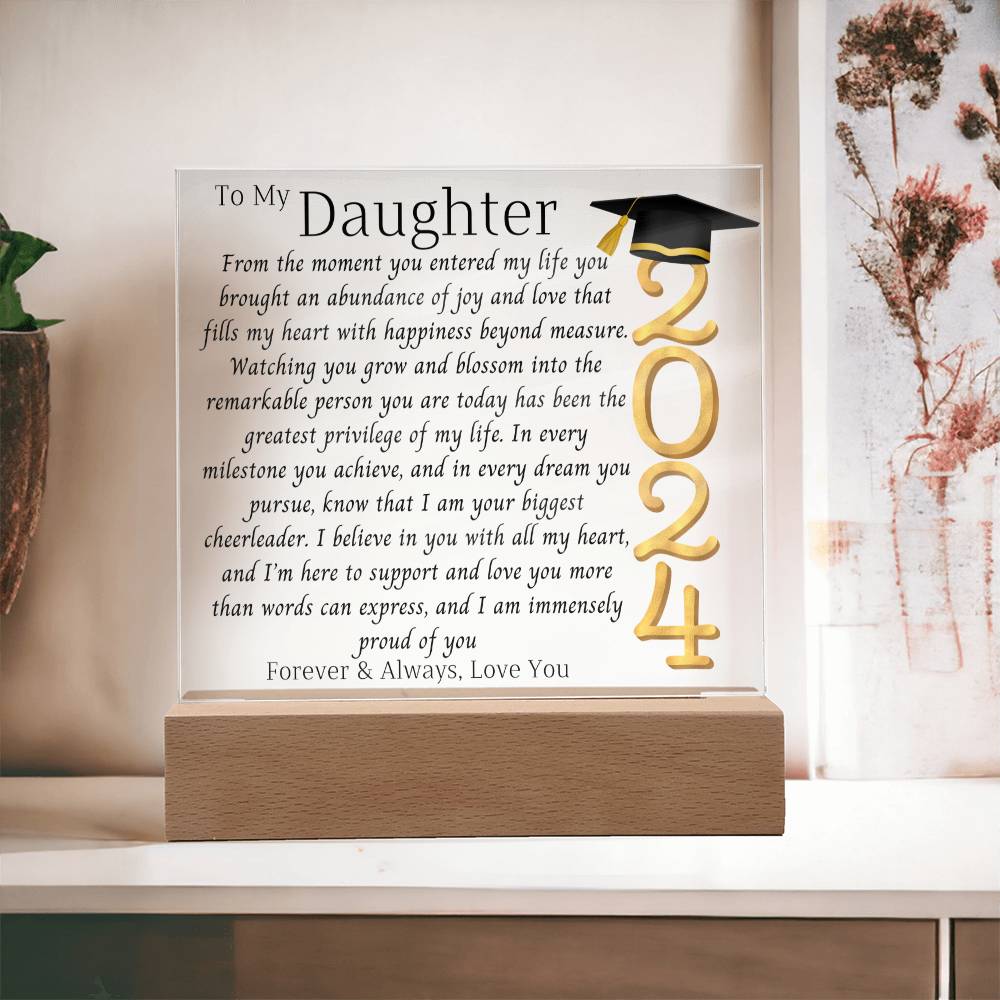 Daughter Graduation Gift-So Proud of You Acrylic Plaque LED Option Promotion Gift You Did It Gift for Her Gift for Grad