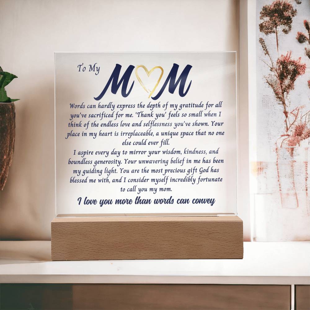 Mom Gift, Gift For Mom Acrylic Plaque, Mothers Day Gift from Daughter or Son, Gift For Mothers Day for Bonus Mom, Spiritual Mom, Birthday Gift For her, Birthday Gift for Mom