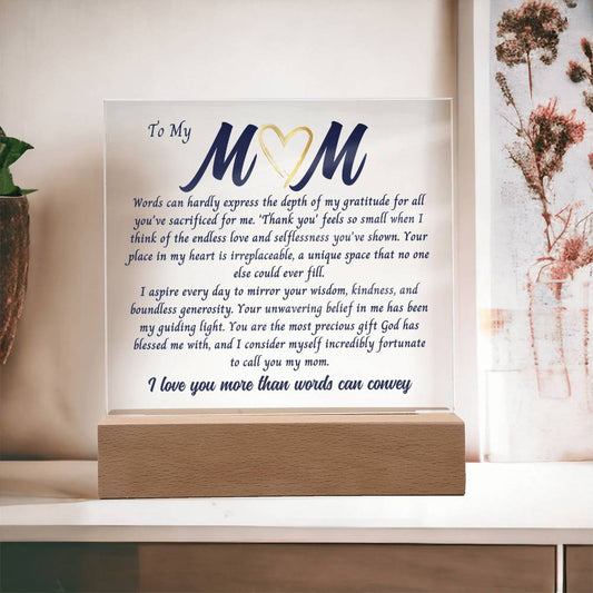 Mom Gift, Gift For Mom Acrylic Plaque, Mothers Day Gift from Daughter or Son, Gift For Mothers Day for Bonus Mom, Spiritual Mom, Birthday Gift For her, Birthday Gift for Mom