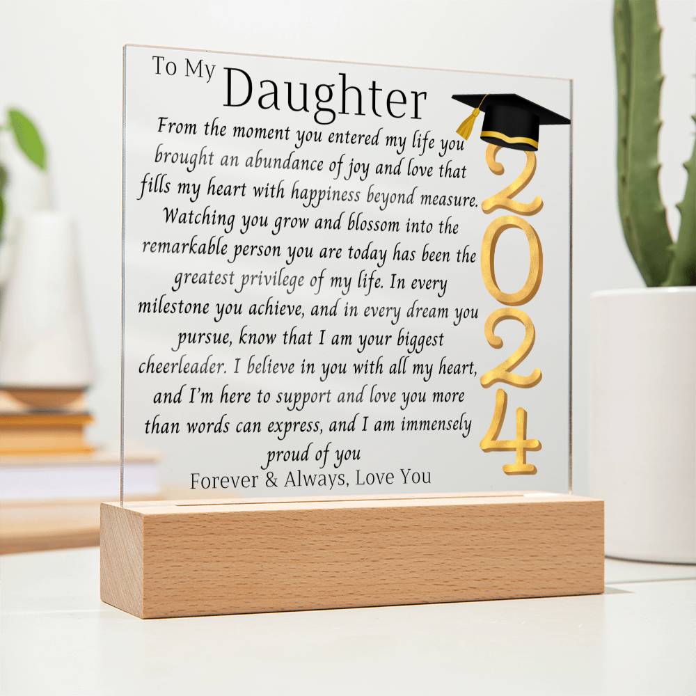 Daughter Graduation Gift-So Proud of You Acrylic Plaque LED Option Promotion Gift You Did It Gift for Her Gift for Grad