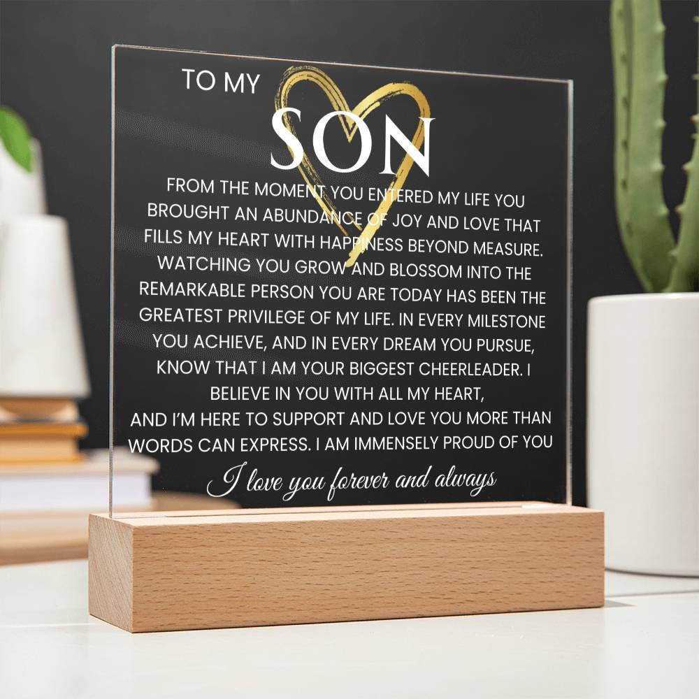 To My Son Acrylic Plaque Graduation  Gift for Son Birthday Gift Promotion Gift from Mom Gift From Dad- Proud of You