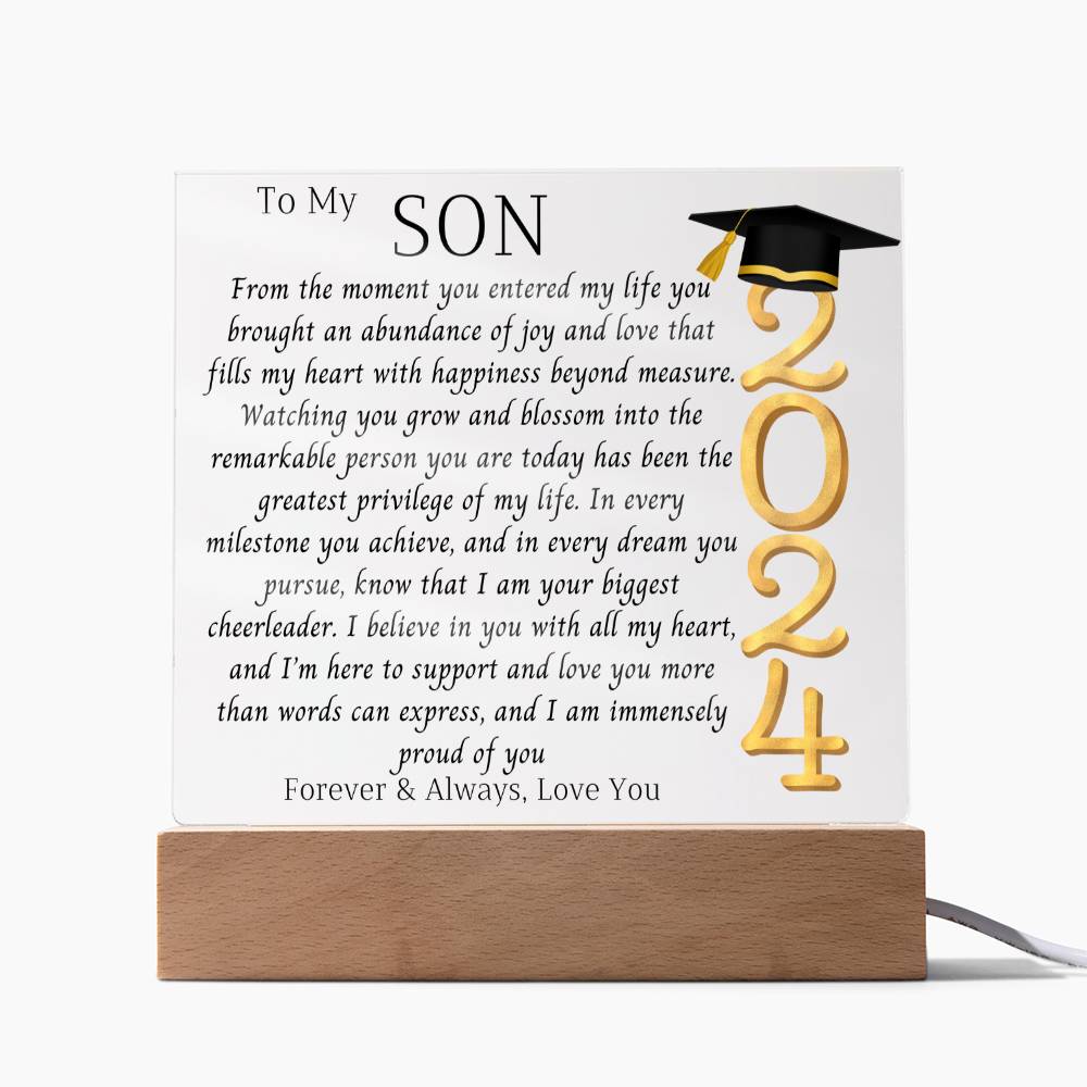 Son Graduation Gift-So Proud Of You Acrylic Plaque LED option Promotion Gift Gift for Son You Did It Grad