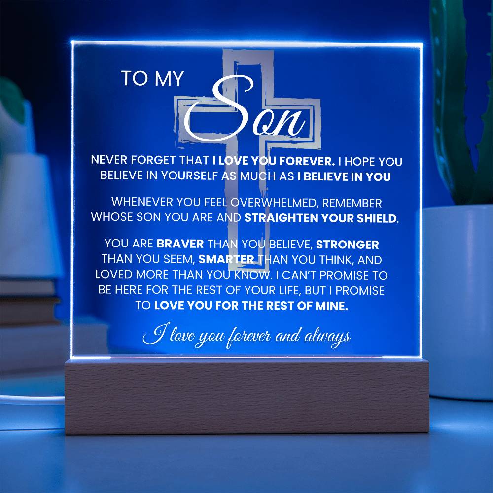 To My Son, Son Gift  "Never Forget That I Love You" Keepsake with Night light Son Gift Graduation Gift Birthday Gift for Him Gift for Son, Christmas