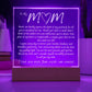 Mothers Day- Acrylic Plaque LED Gift for Her Gift for Mom Mom Gift Gift for Mother Birthday Mothers Day Gift From Daughter Bonus Mom