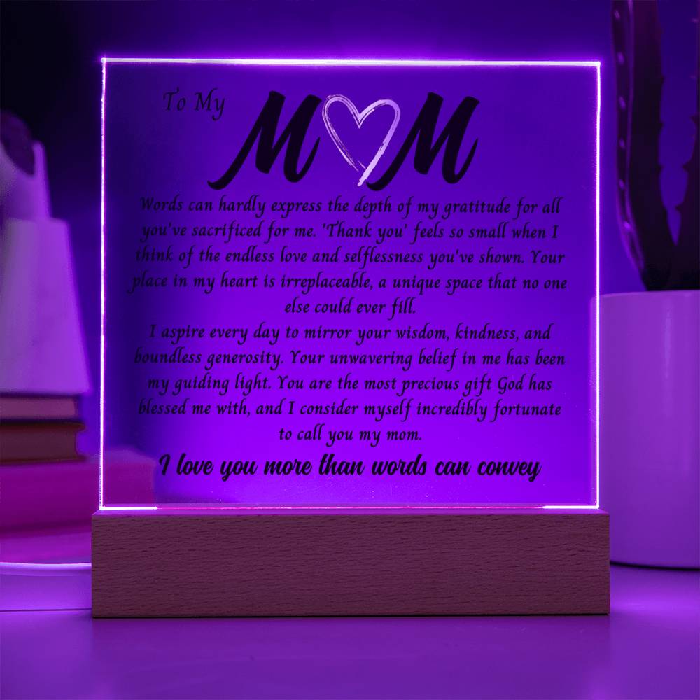 Mom Gift, Gift For Mom Acrylic Plaque, Mothers Day Gift from Daughter or Son, Gift For Mothers Day for Bonus Mom, Spiritual Mom, Birthday Gift For her, Birthday Gift for Mom