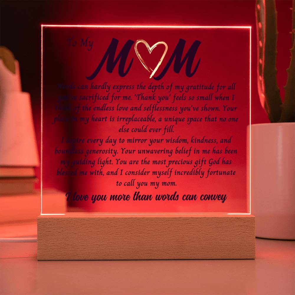 Mom Gift, Gift For Mom Acrylic Plaque, Mothers Day Gift from Daughter or Son, Gift For Mothers Day for Bonus Mom, Spiritual Mom, Birthday Gift For her, Birthday Gift for Mom