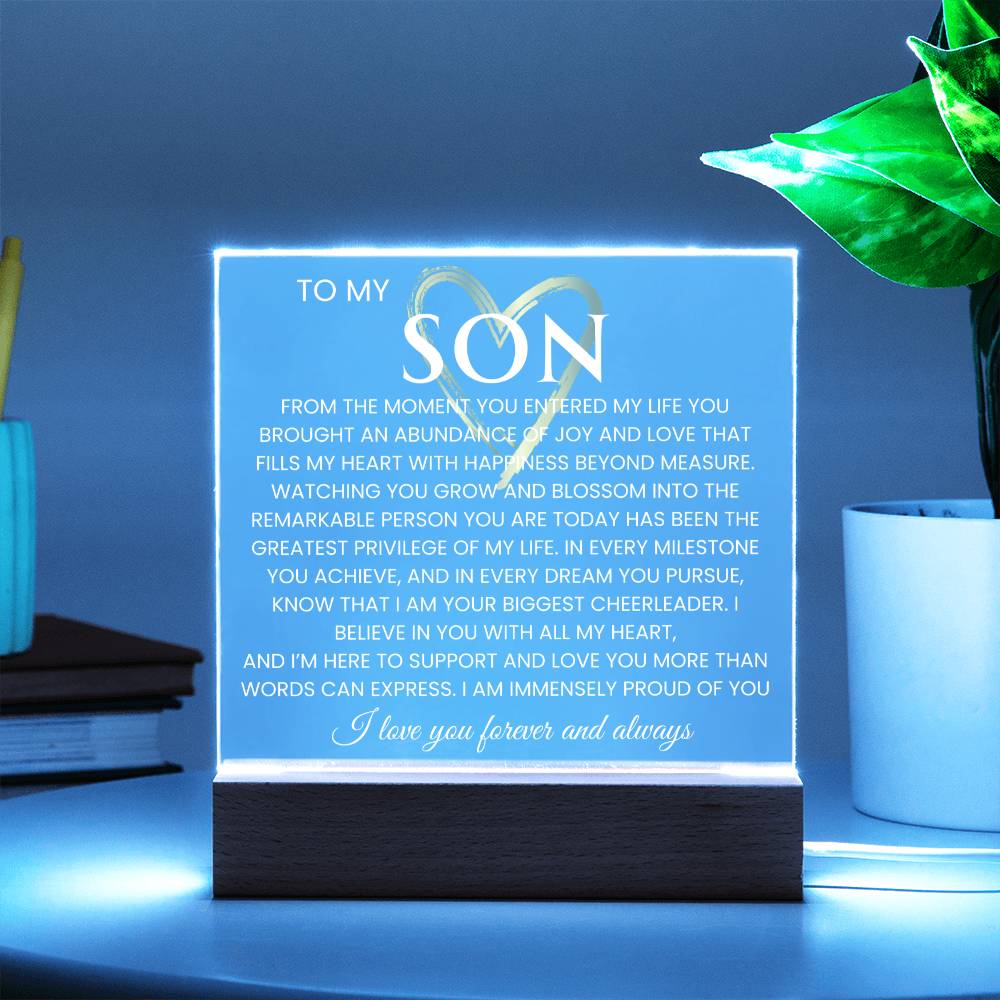 To My Son Acrylic Plaque Graduation  Gift for Son Birthday Gift Promotion Gift from Mom Gift From Dad- Proud of You