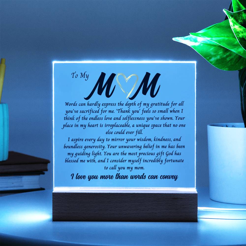 Mom Gift, Gift For Mom Acrylic Plaque, Mothers Day Gift from Daughter or Son, Gift For Mothers Day for Bonus Mom, Spiritual Mom, Birthday Gift For her, Birthday Gift for Mom