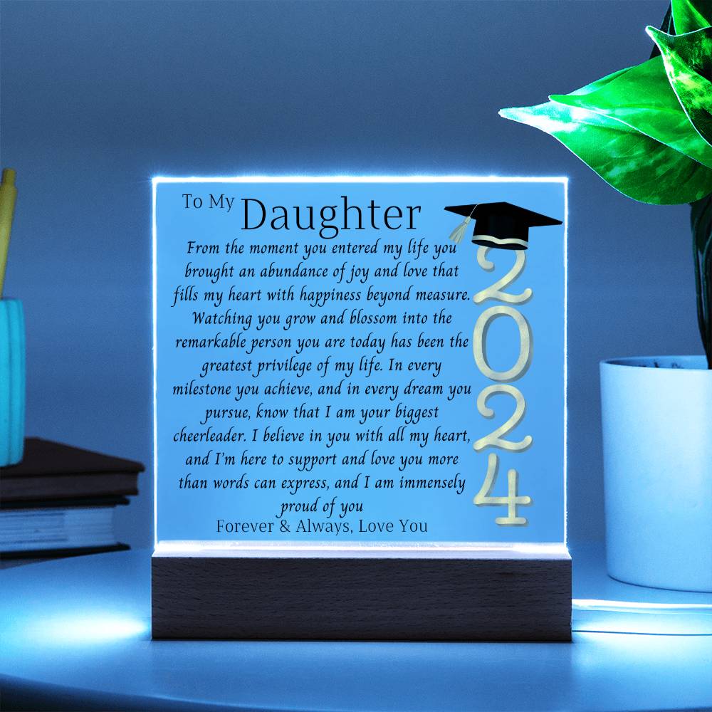 Daughter Graduation Gift-So Proud of You Acrylic Plaque LED Option Promotion Gift You Did It Gift for Her Gift for Grad