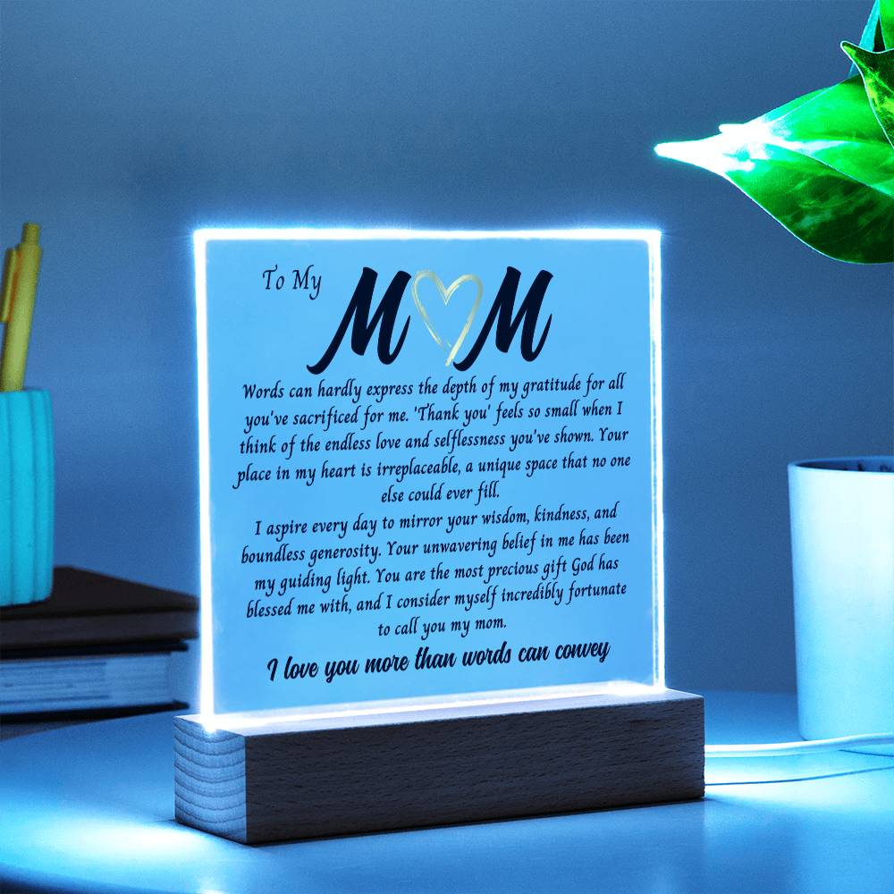 Mom Gift, Gift For Mom Acrylic Plaque, Mothers Day Gift from Daughter or Son, Gift For Mothers Day for Bonus Mom, Spiritual Mom, Birthday Gift For her, Birthday Gift for Mom