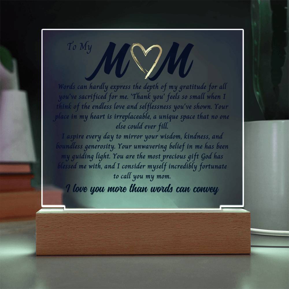 Mom Gift, Gift For Mom Acrylic Plaque, Mothers Day Gift from Daughter or Son, Gift For Mothers Day for Bonus Mom, Spiritual Mom, Birthday Gift For her, Birthday Gift for Mom