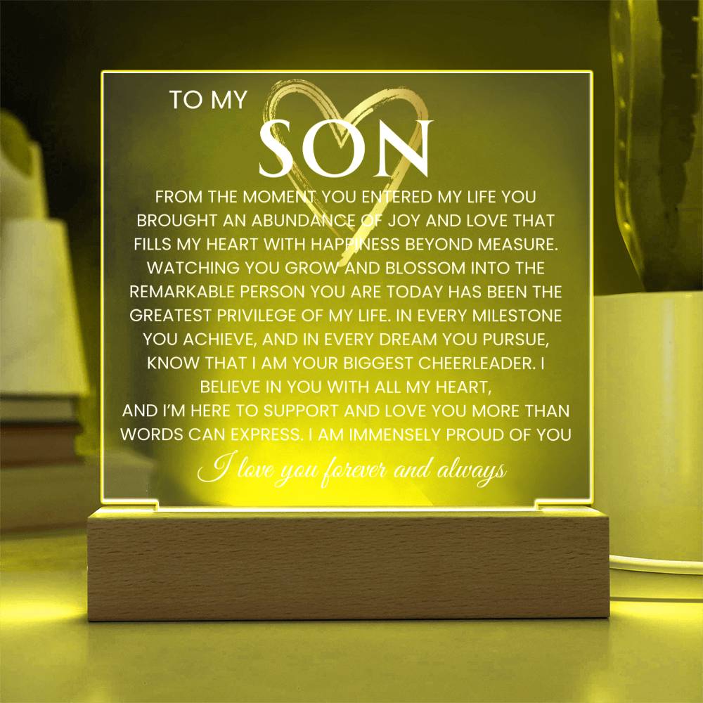 To My Son Acrylic Plaque Graduation  Gift for Son Birthday Gift Promotion Gift from Mom Gift From Dad- Proud of You