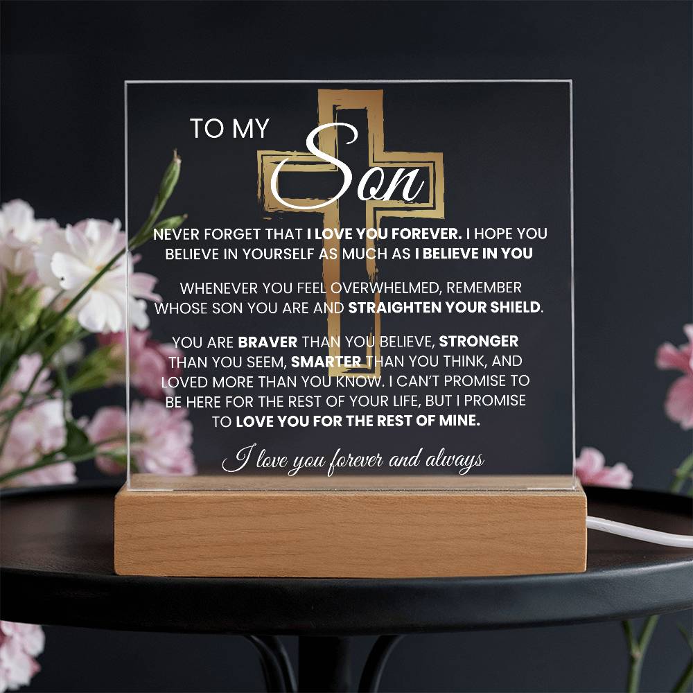 To My Son, Son Gift  "Never Forget That I Love You" Keepsake with Night light Son Gift Graduation Gift Birthday Gift for Him Gift for Son, Christmas