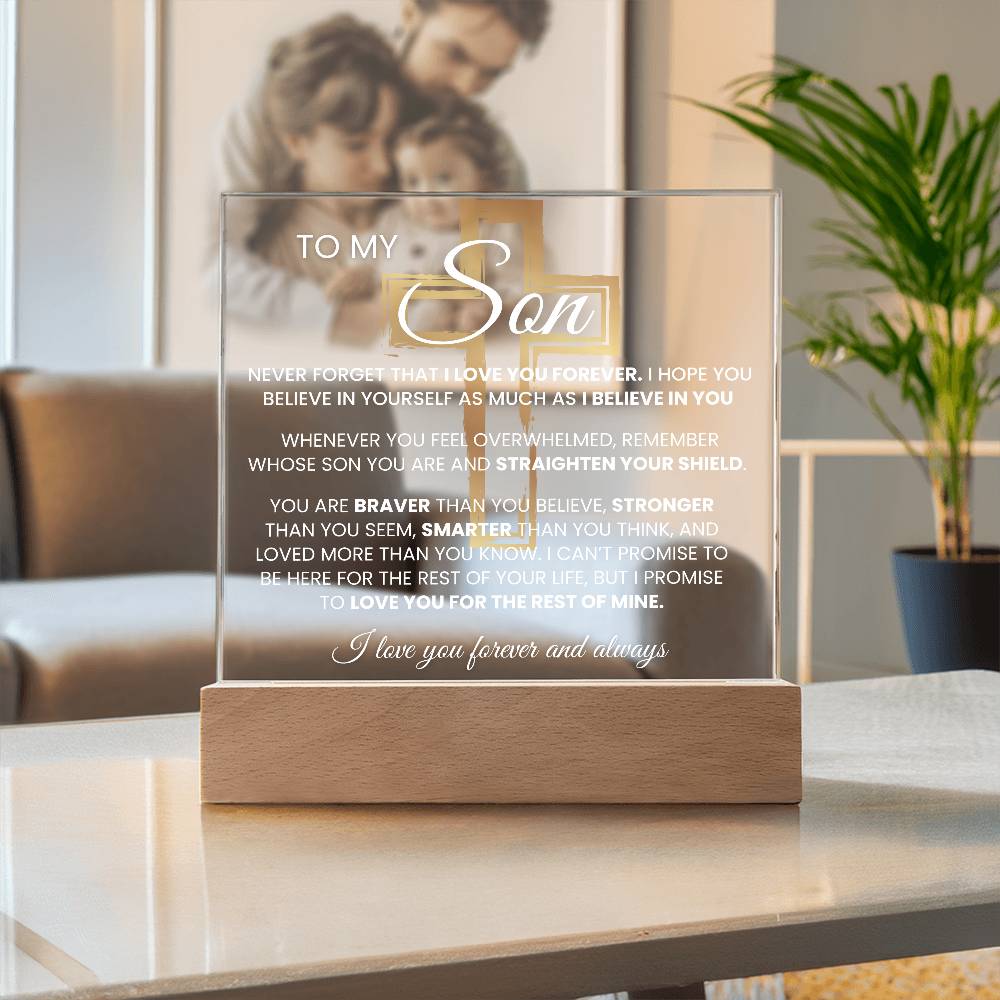 To My Son, Son Gift  "Never Forget That I Love You" Keepsake with Night light Son Gift Graduation Gift Birthday Gift for Him Gift for Son, Christmas