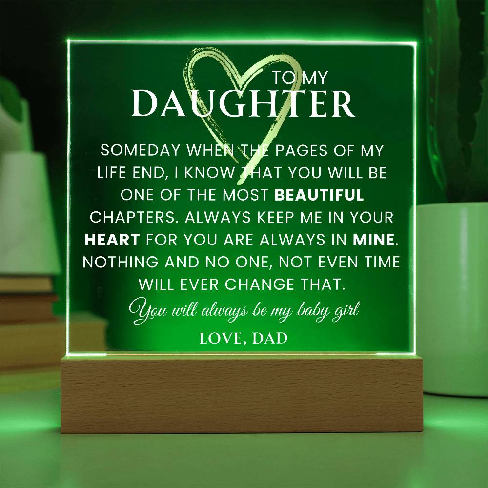 Daughter From Dad, Personalized gift for daughter birthday, Going away gift, Family keepsake, Night Lamp with sentimental message, Nightlight option.