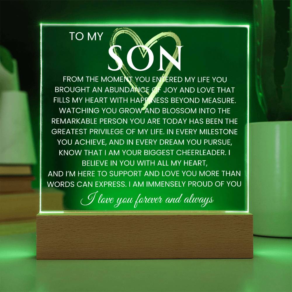 To My Son Acrylic Plaque Graduation  Gift for Son Birthday Gift Promotion Gift from Mom Gift From Dad- Proud of You