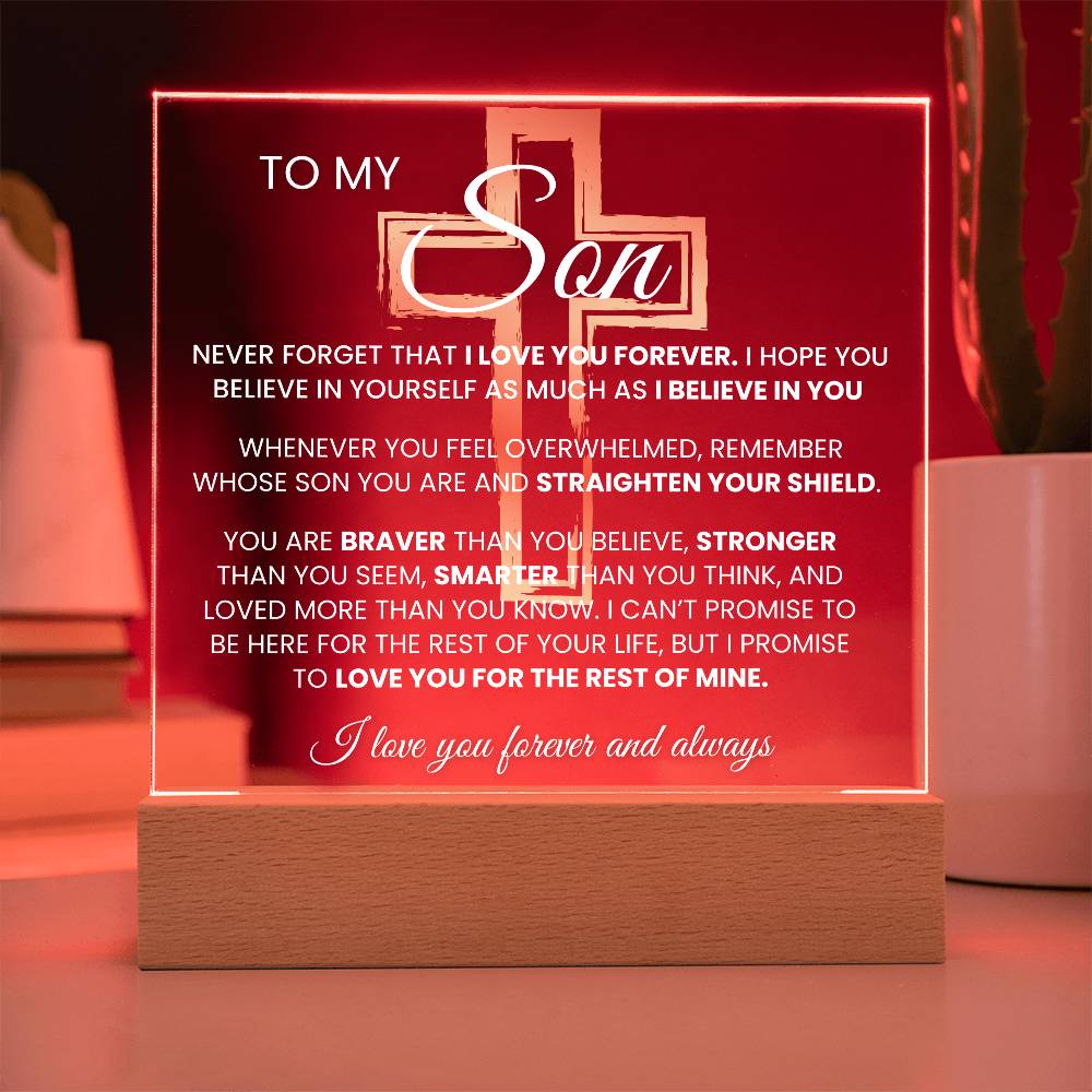 To My Son, Son Gift  "Never Forget That I Love You" Keepsake with Night light Son Gift Graduation Gift Birthday Gift for Him Gift for Son, Christmas