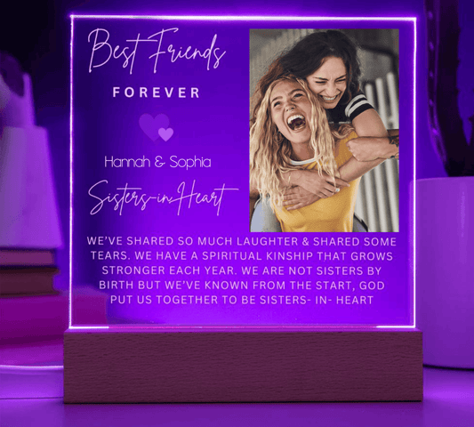 Custom Photo Galentines Gift BFF Best Friends Personalized Gifts For Her Best Friend Birthday Gift Valentines Gift, Night Lamp - iheartgiftcart