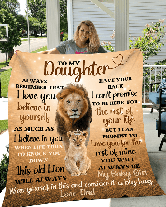 DAUGHTER from DAD | Lions Glow Keepsake | Premium Plush Blanket - iheartgiftcart