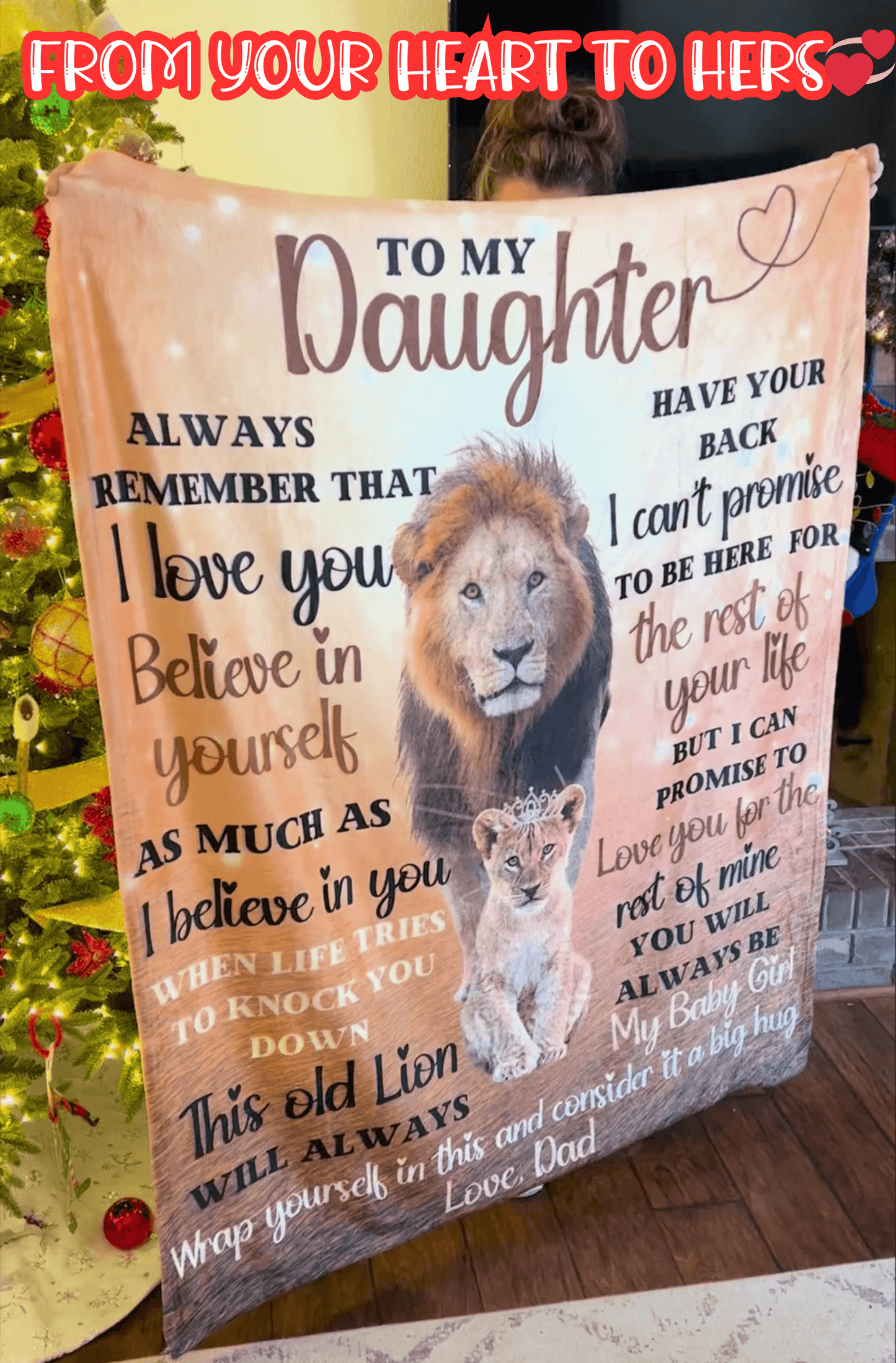 DAUGHTER from DAD | Lions Glow Keepsake | Premium Plush Blanket - iheartgiftcart