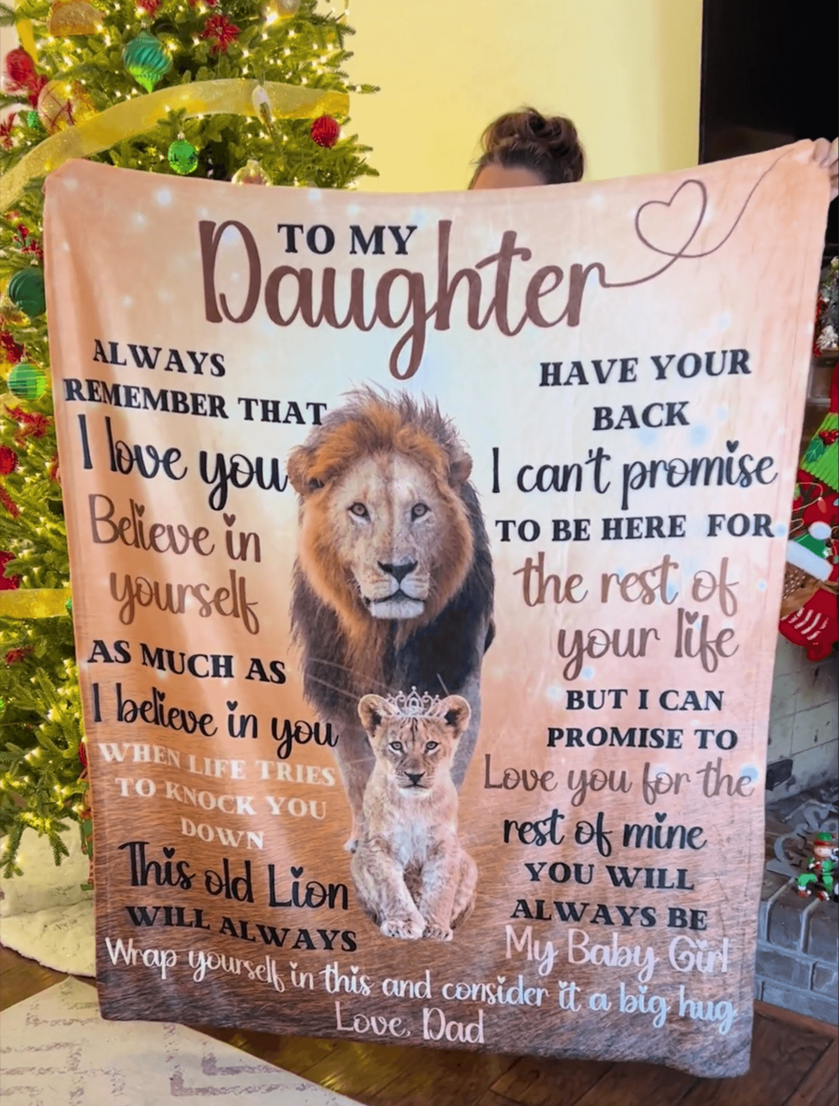 DAUGHTER from DAD | Lions Glow Keepsake | Premium Plush Blanket - iheartgiftcart