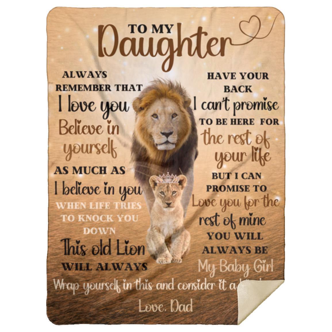 DAUGHTER from DAD | Lions Glow Keepsake | Premium Plush Blanket - iheartgiftcart