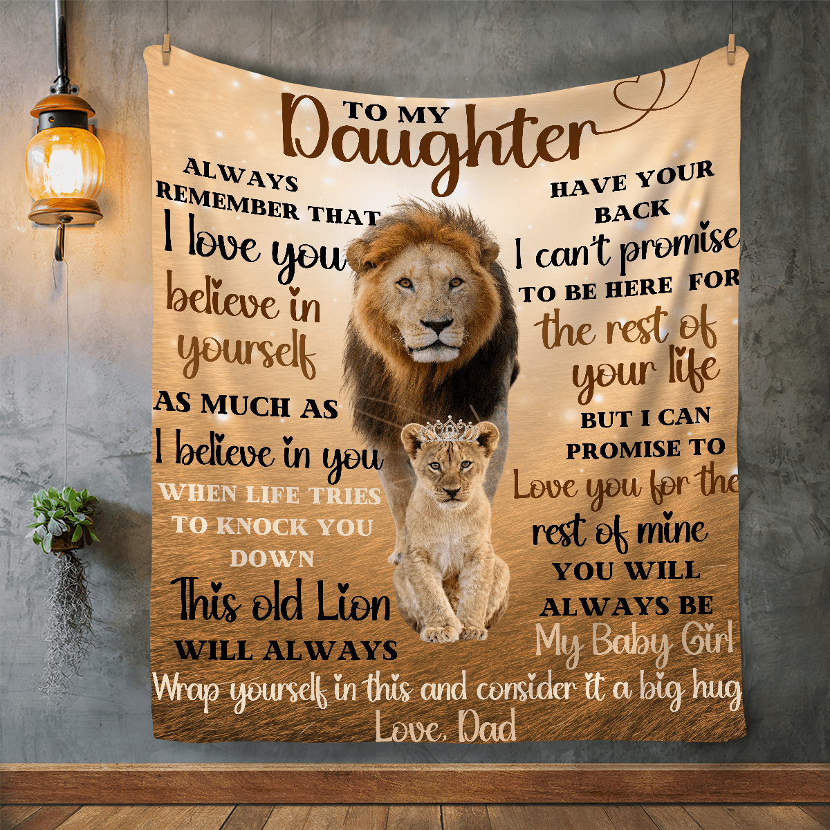 DAUGHTER from DAD | Lions Glow Keepsake | Premium Plush Blanket - iheartgiftcart