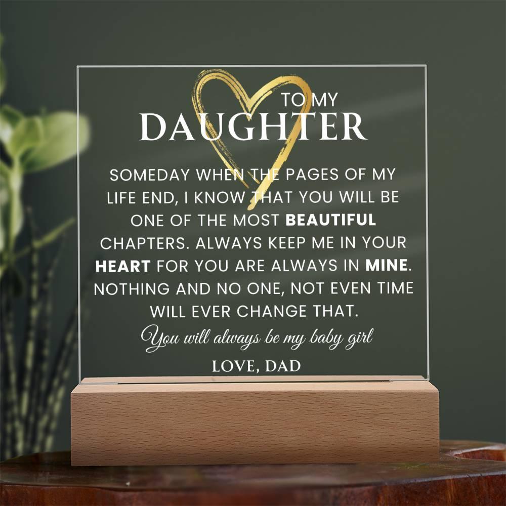 Daughter From Dad, Personalized gift for daughter birthday, Going away gift, Family keepsake, Night Lamp with sentimental message, Nightlight option. - iheartgiftcart