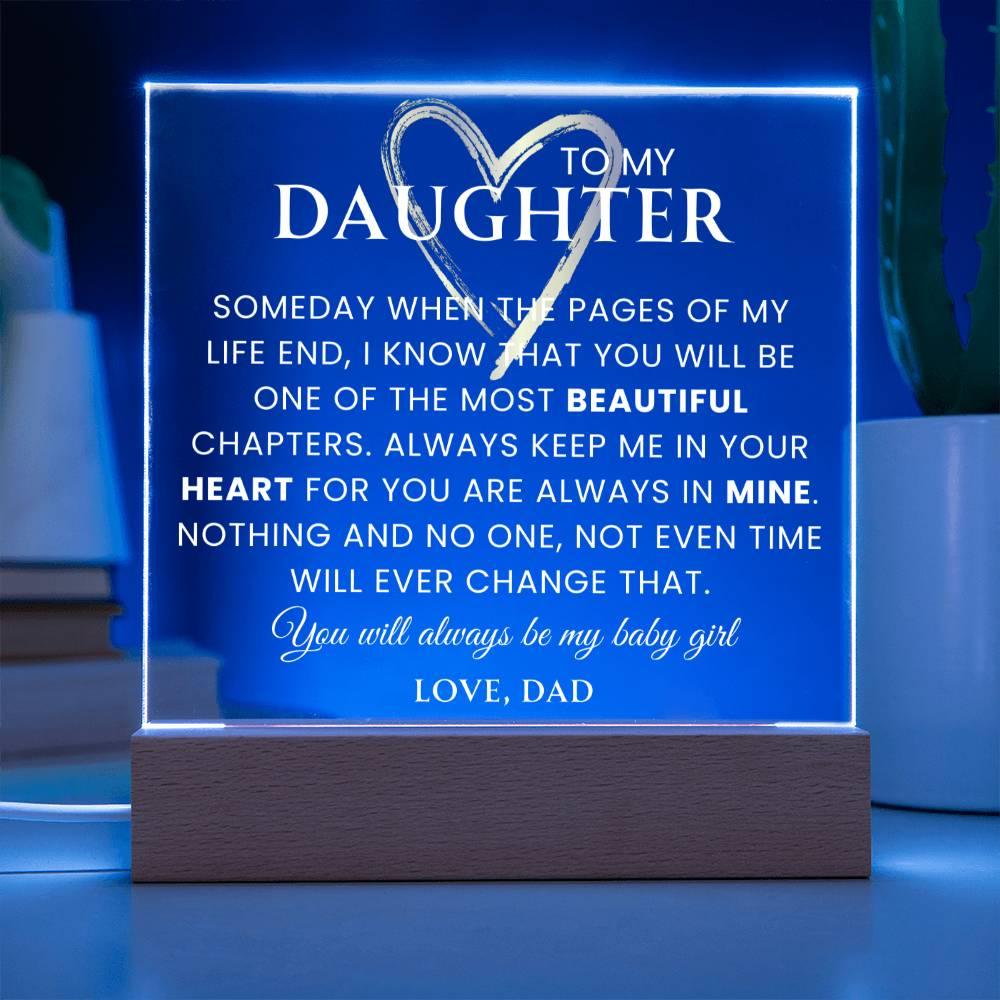 Daughter From Dad, Personalized gift for daughter birthday, Going away gift, Family keepsake, Night Lamp with sentimental message, Nightlight option. - iheartgiftcart