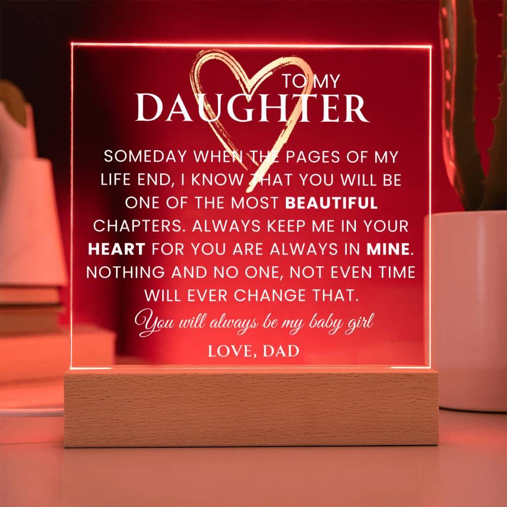 Daughter From Dad, Personalized gift for daughter birthday, Going away gift, Family keepsake, Night Lamp with sentimental message, Nightlight option. - iheartgiftcart