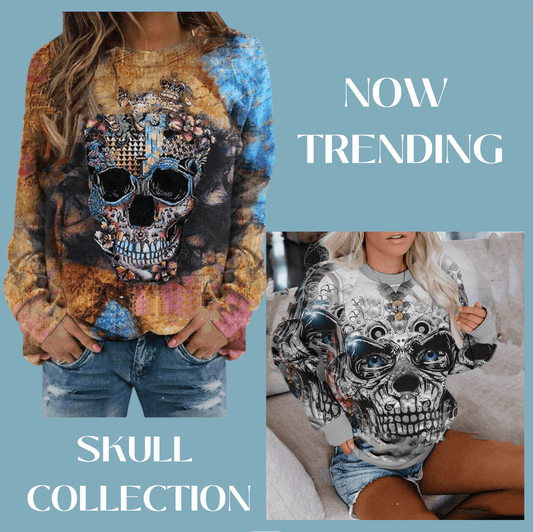 Halloween New 3D Digital Women's Long-sleeved Skull Print Sweater - iheartgiftcart