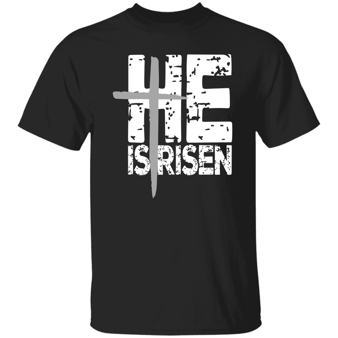 He is Risen Gray Cross Faith T-Shirt| Adult Unisex - iheartgiftcart