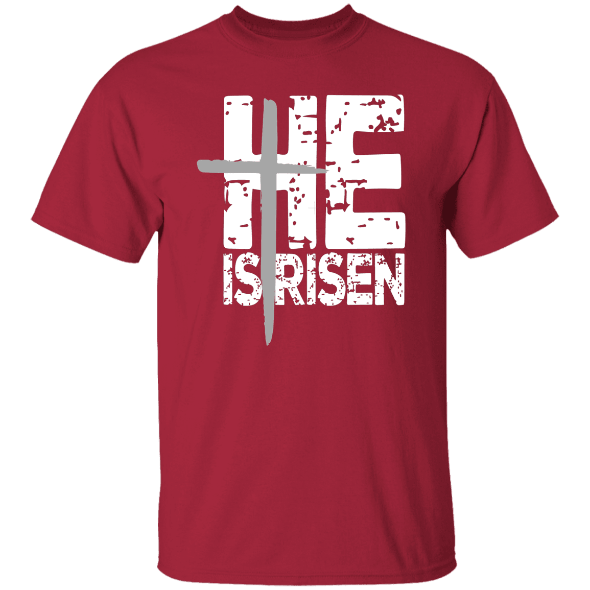 He is Risen Gray Cross Faith T-Shirt| Adult Unisex - iheartgiftcart