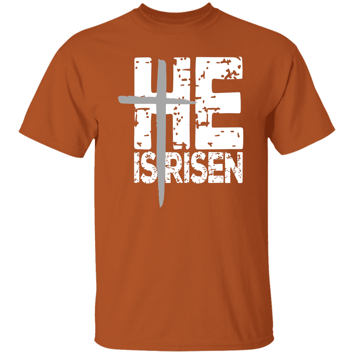 He is Risen Gray Cross Faith T-Shirt| Adult Unisex - iheartgiftcart