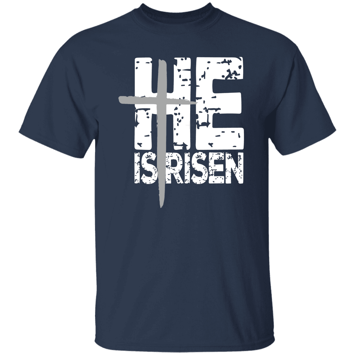 He is Risen Gray Cross Faith T-Shirt| Adult Unisex - iheartgiftcart