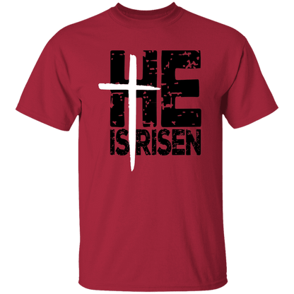 He is Risen White Cross Faith T-Shirt| Adult Unisex - iheartgiftcart