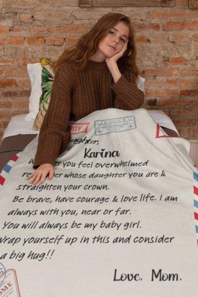 Personalize Daughter Name& From| Crown | Premium Plush Blanket| Daughter gift, keepsake for Daughter. - iheartgiftcart