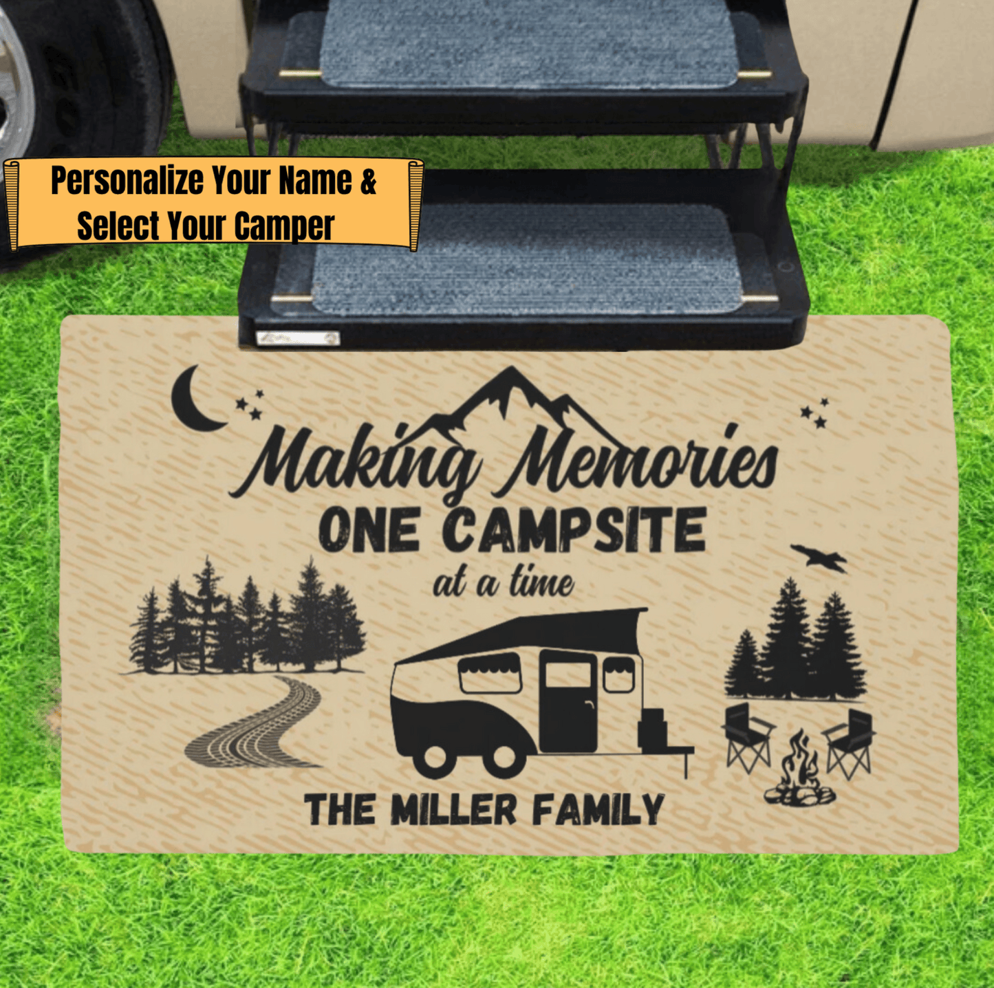 Camping Doormat. RV doormat campers. Making memories one campsite at a time.