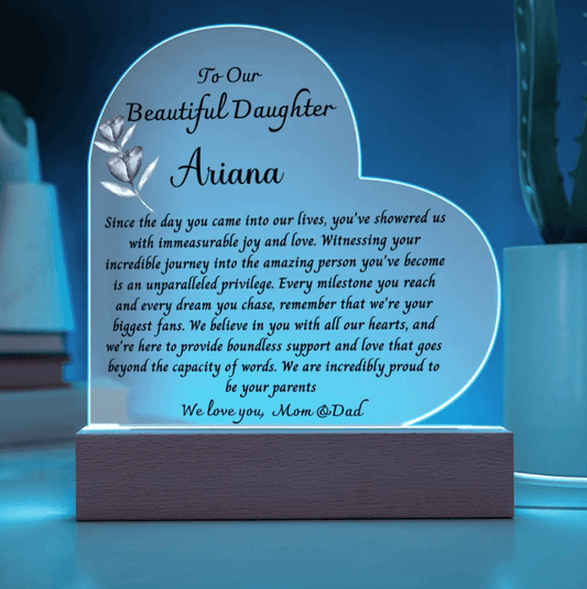 Personalized gift for daughter, Daughter acrylic plaque, Daughter keepsake from mom and dad, Birthday gift from mom, Valentine's gift - iheartgiftcart