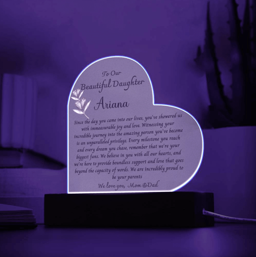 Personalized gift for daughter, Daughter acrylic plaque, Daughter keepsake from mom and dad, Birthday gift from mom, Valentine's gift - iheartgiftcart