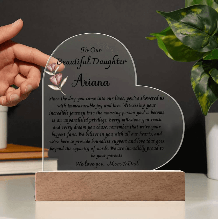 Personalized gift for daughter, Daughter acrylic plaque, Daughter keepsake from mom and dad, Birthday gift from mom, Valentine's gift - iheartgiftcart