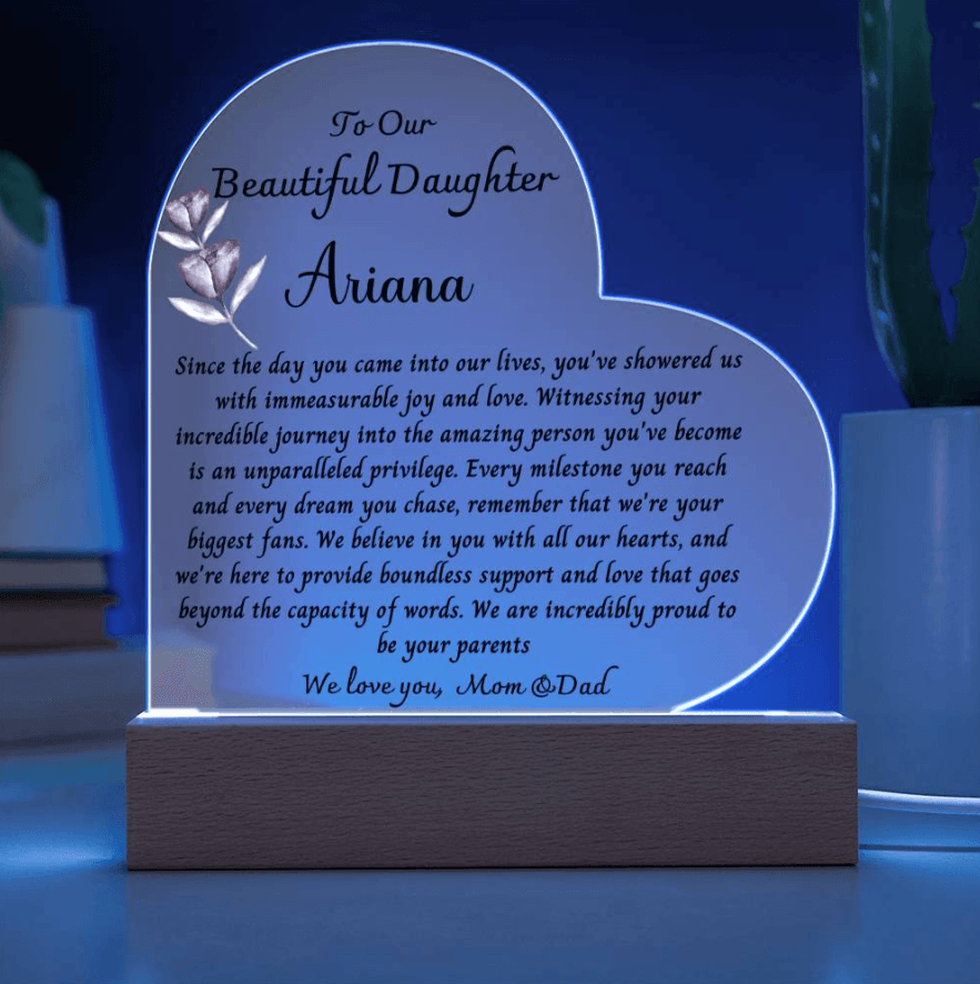 Personalized gift for daughter, Daughter acrylic plaque, Daughter keepsake from mom and dad, Birthday gift from mom, Valentine's gift - iheartgiftcart